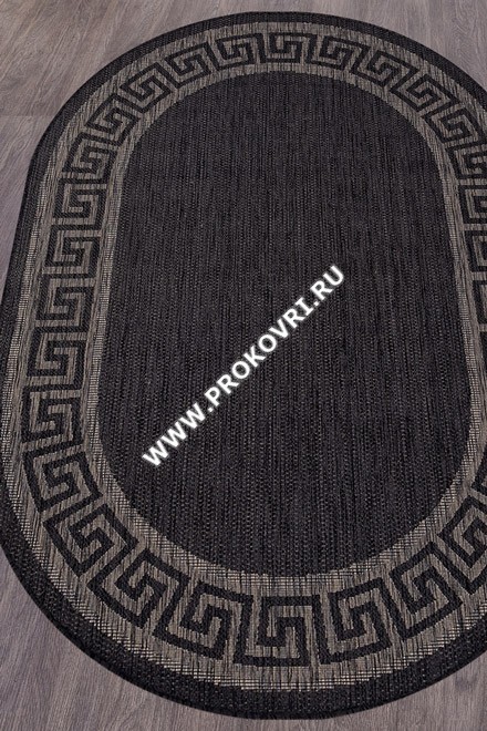 Российские синтетические ковры циновки Vegas Овал S002 Black (0.6 x 1.1)